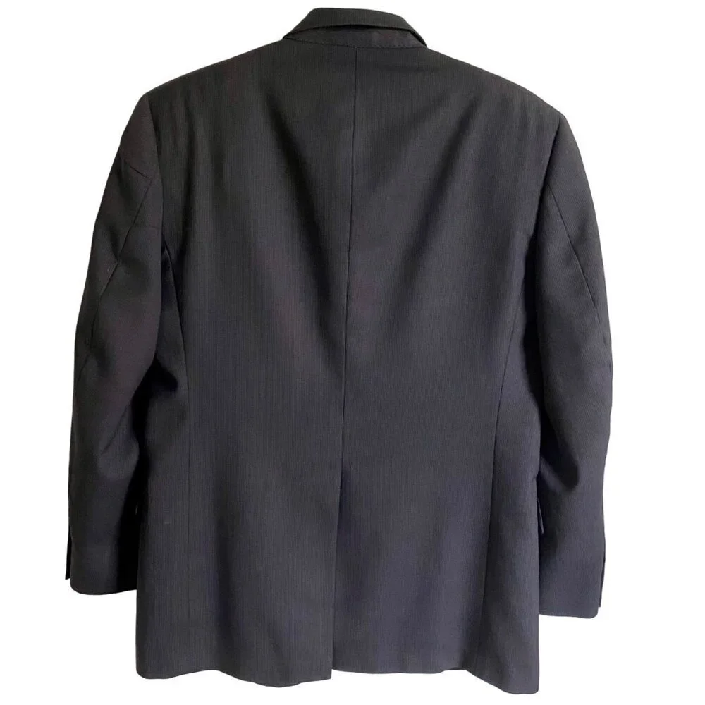Hart Schaffner Marx Men's 2-Button Black Gray Wool Suit Jacket Blazer 40R